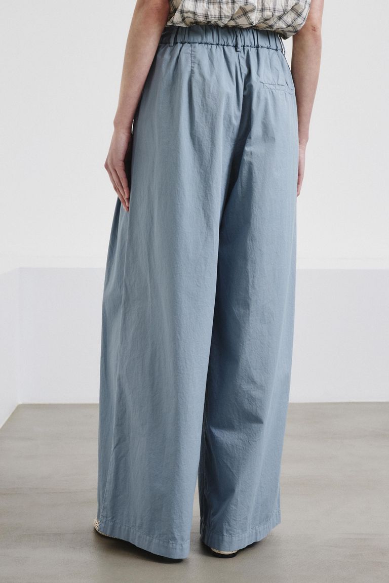 Wide-leg cotton gabardine trousers