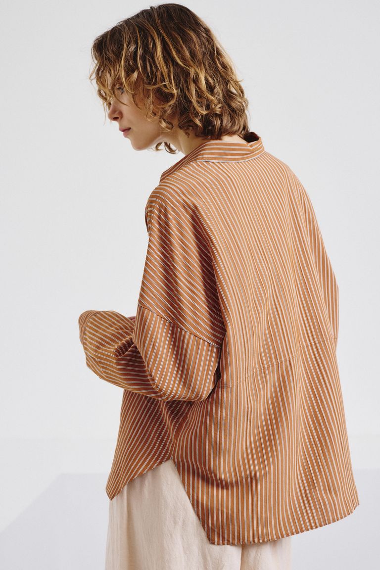 Striped technical viscose shirt