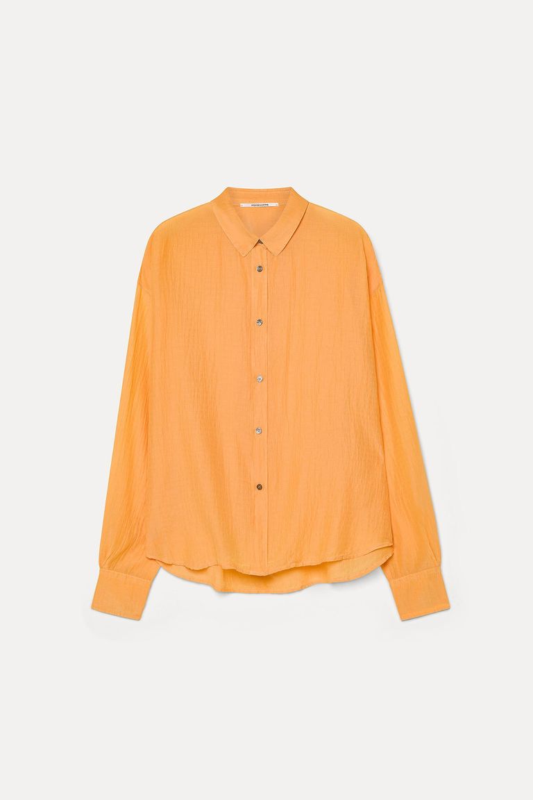 Chemise en voile froissé de coton et soie