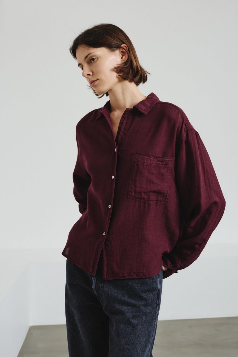 Cotton gauze shirt with chest pocket