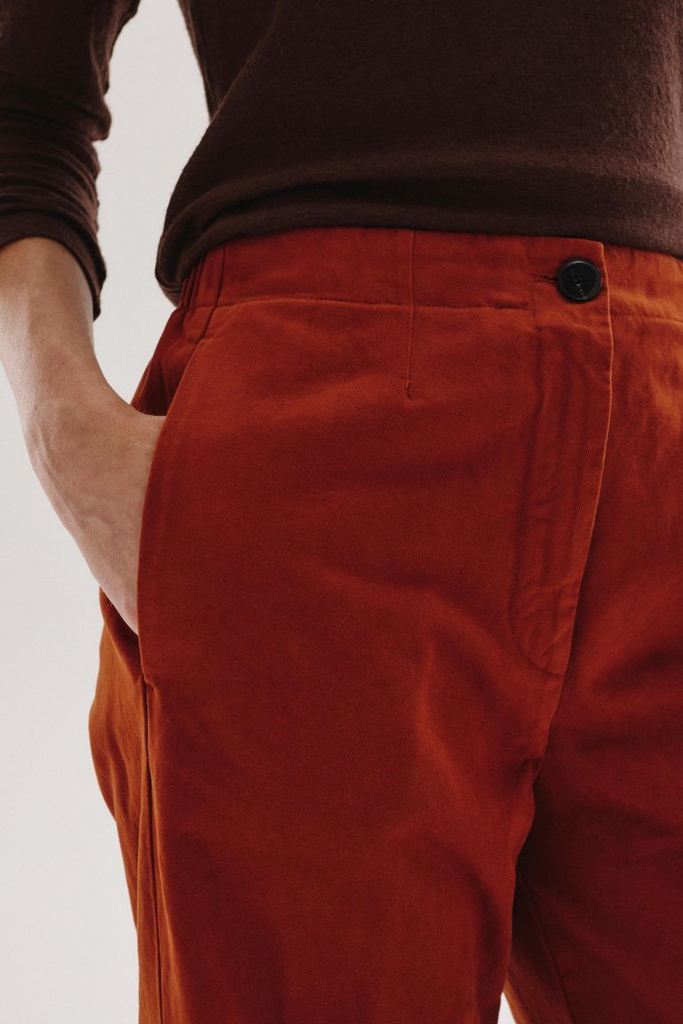 Pantalone iconico in drill di cotone smerigliato cotto