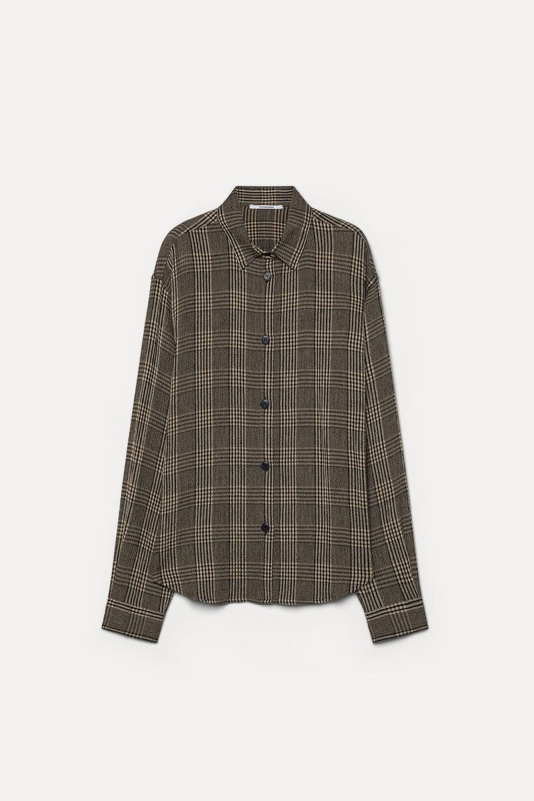Pleated Prince of Wales flannel shirt