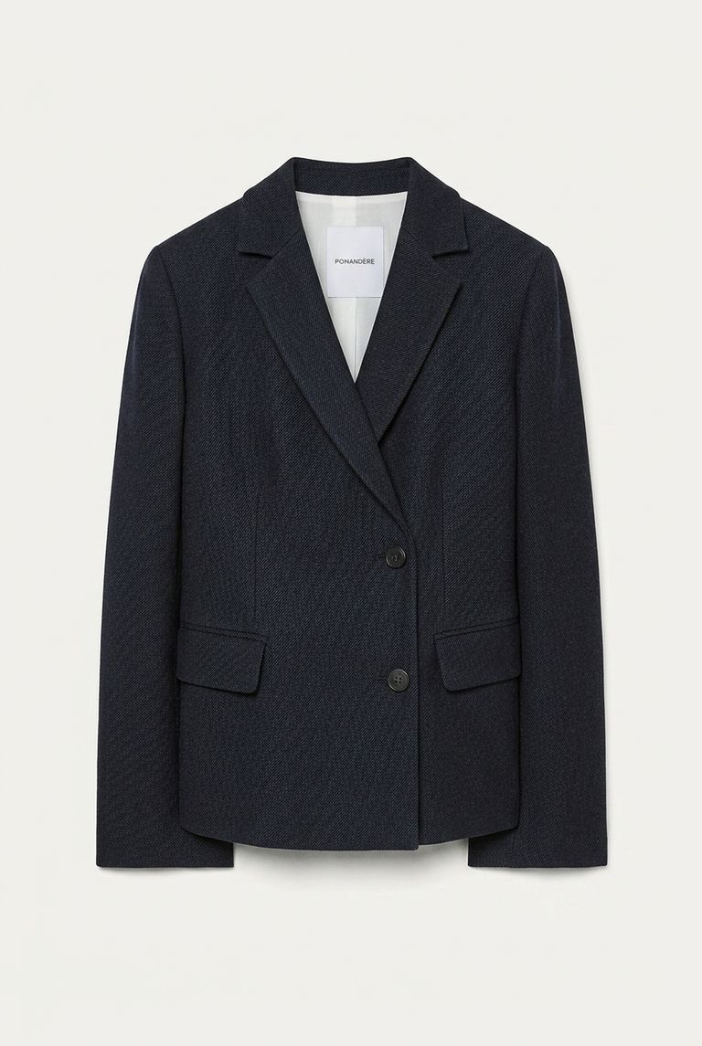 Veste en flanelle de coton et laine chiné bleu foncé