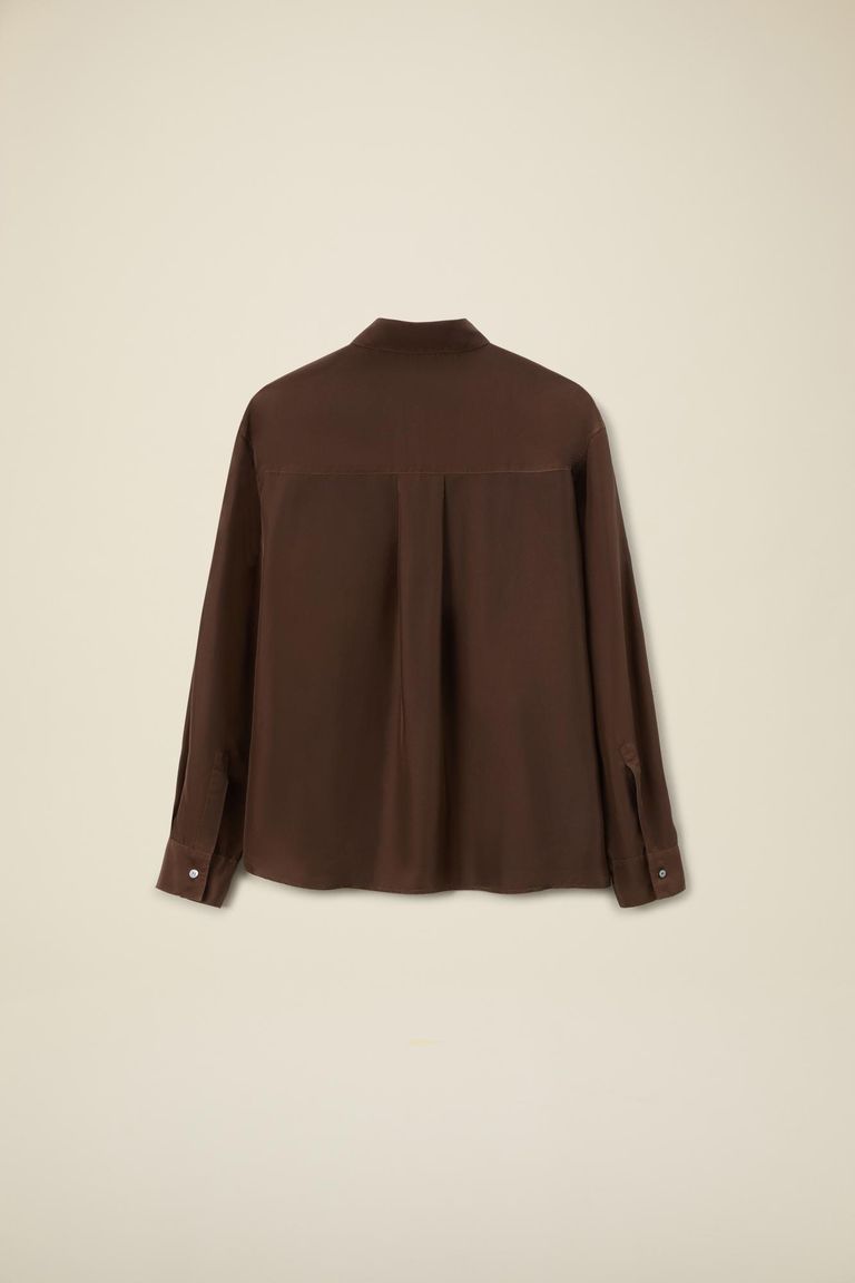 Camicia con abbottonatura a polo in habotai di seta