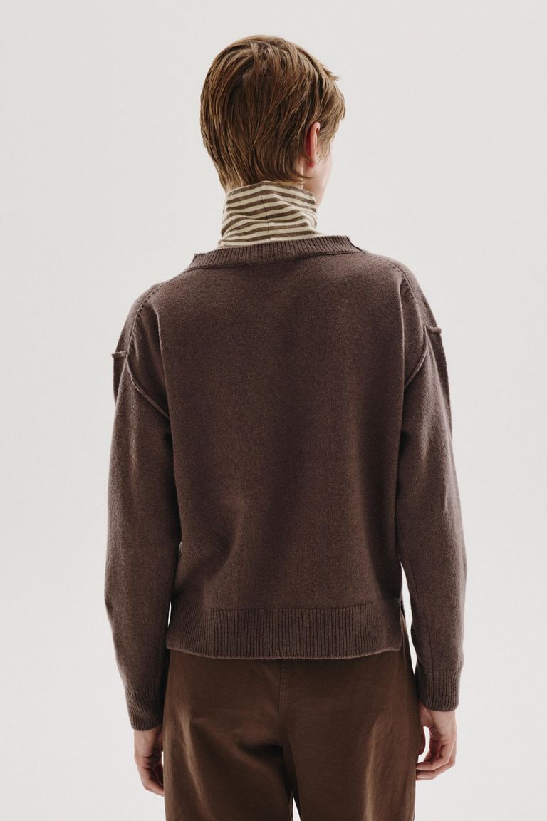 Girocollo in maglia rasata di lana e cashmere