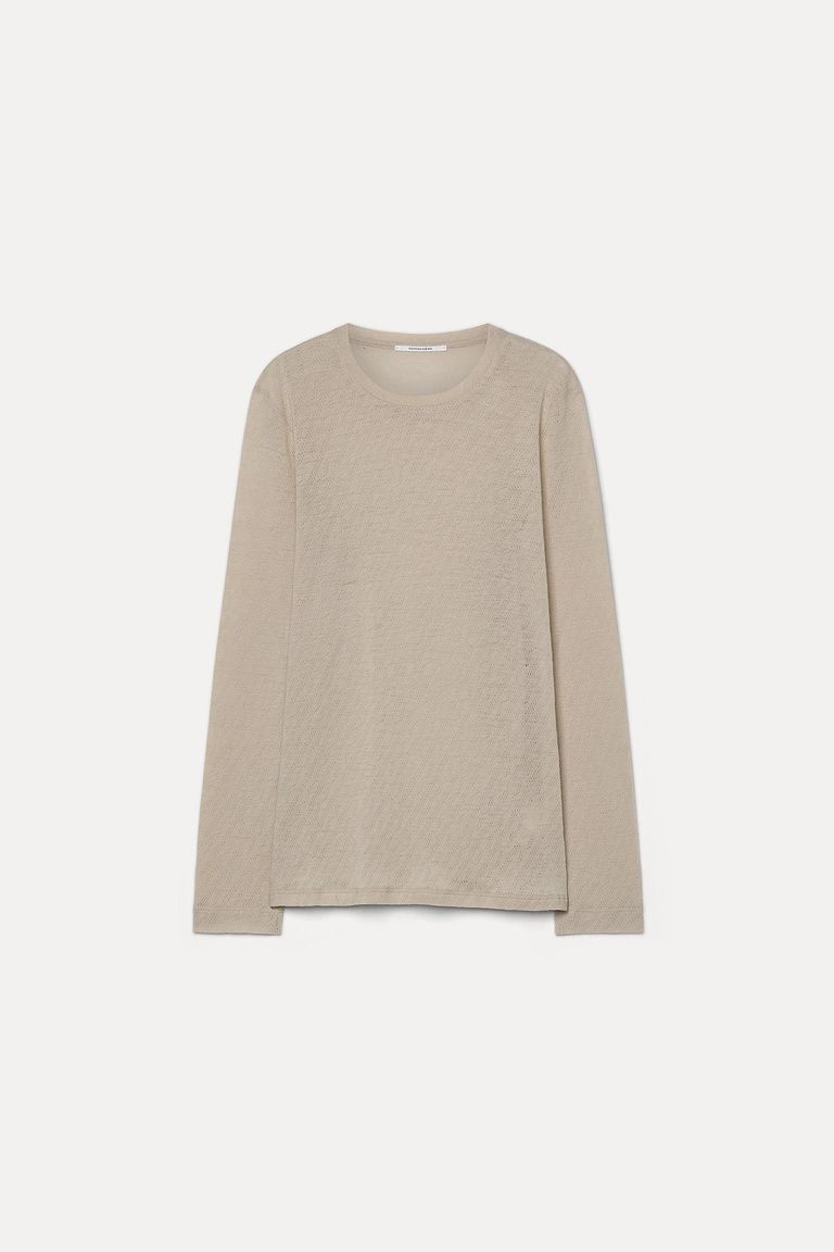 Long-sleeve T-shirt in openwork jersey