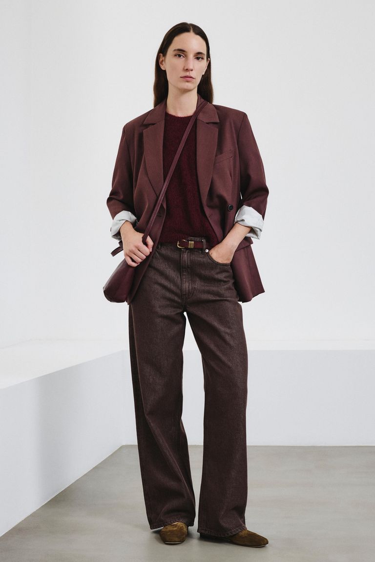 Pull à manches courtes en mohair bordeaux