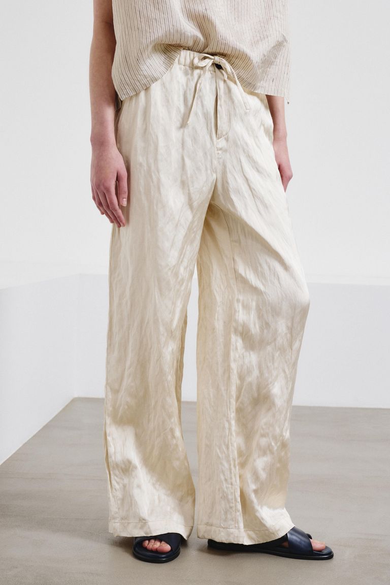 Pantalone morbido in raso di viscosa crinkled
