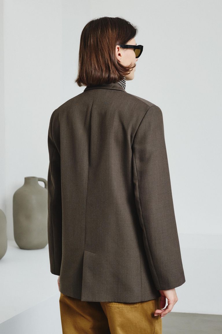 Gabardine jacket with satin trims