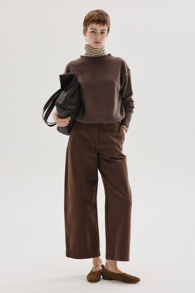 Girocollo in maglia rasata di lana e cashmere