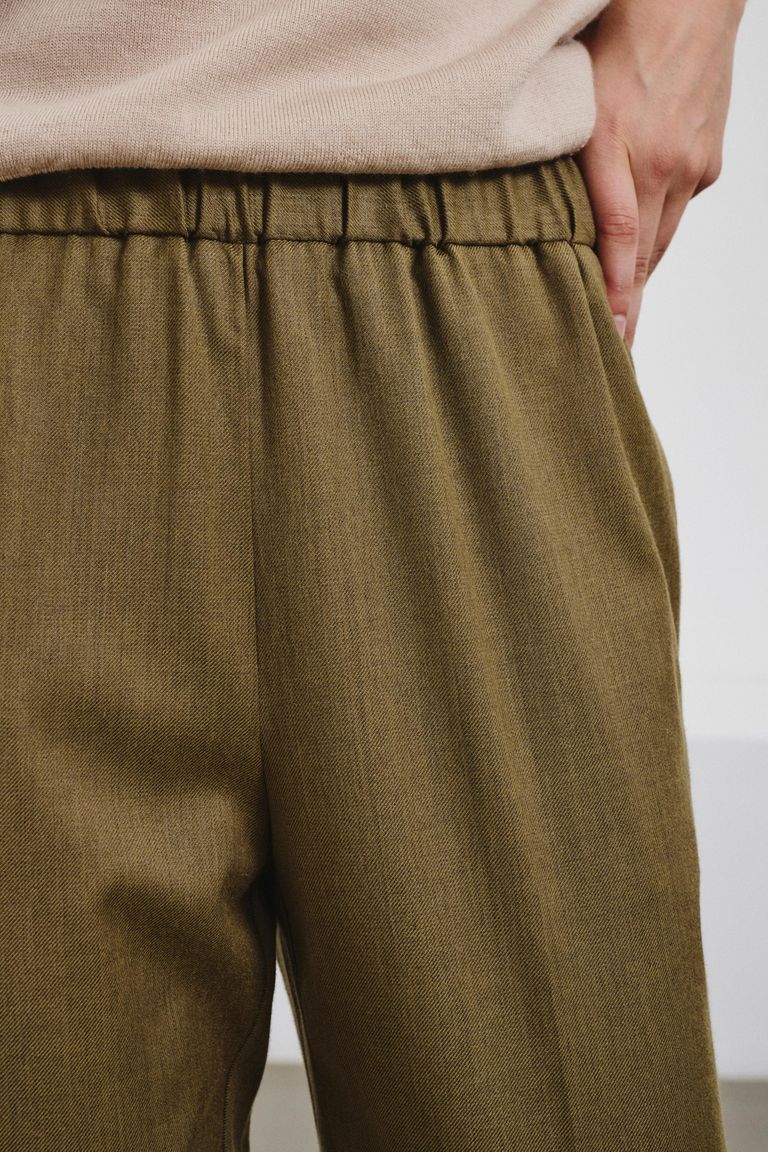 Pantalon de jogging en flanelle de coton et laine chinée avocat