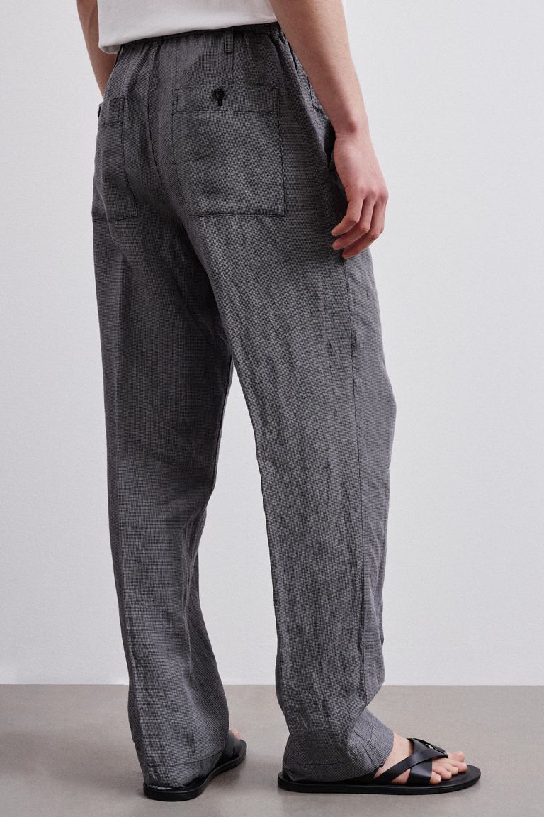 パンツ linen tweed pants Pied-de-poule linen trousers