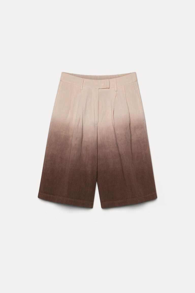 Degradé burnt-viscose and linen fabric shorts