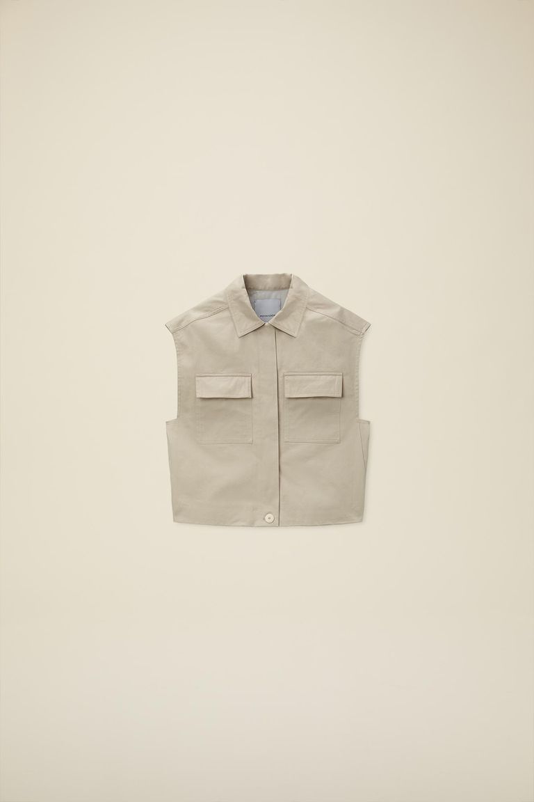 Gilet en drill de coton à effet technique perle