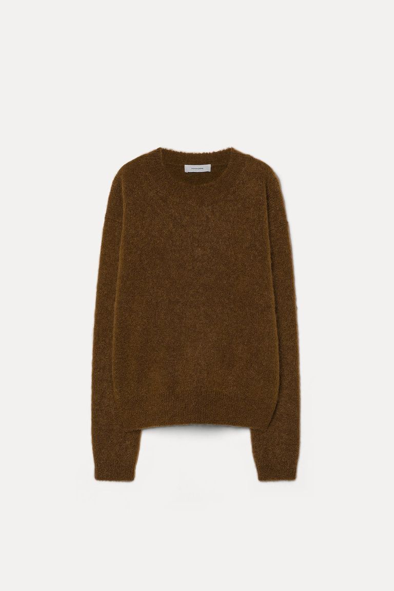 Crewneck mohair sweater gianduia