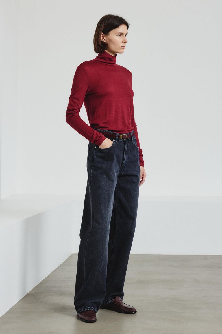 Wool jersey turtleneck