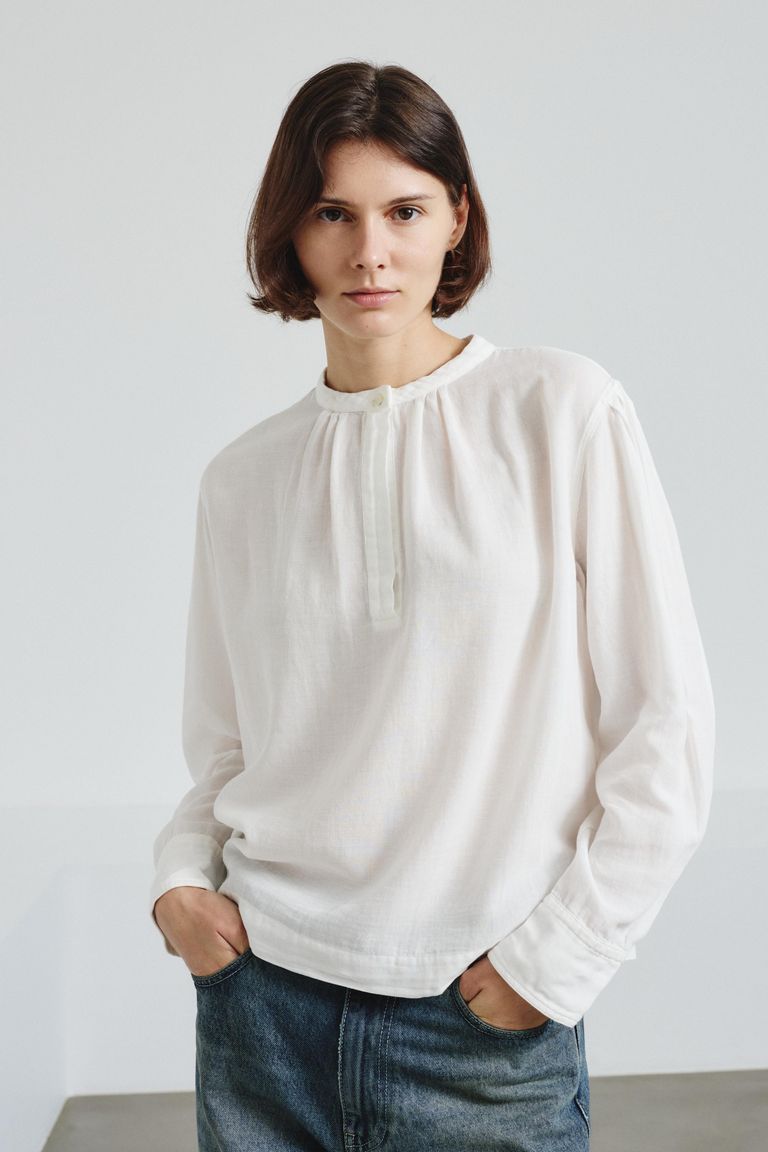 Structured gauze polo shirt