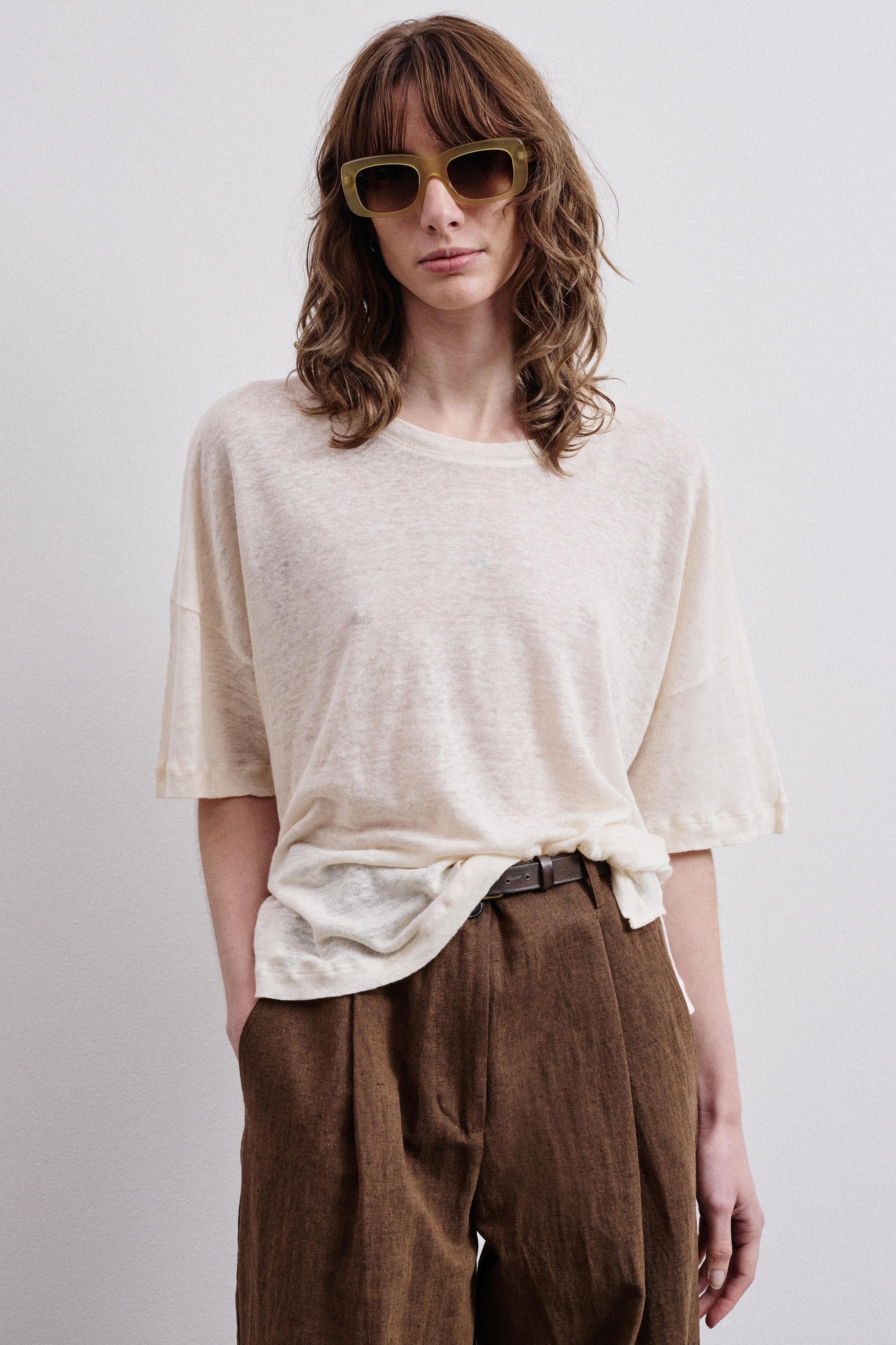 トップス 80s 90s EURO linen open collar shirt ITA Evan 80s Italian Linen Shirt Dress – Bustown Modern